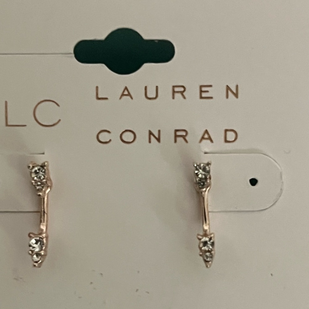 LC Lauren Conrad Gold and Crystal Clear Gemstone Earrings